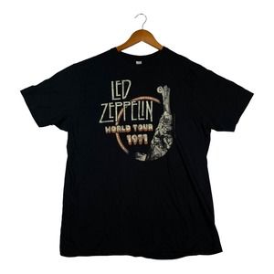 Led Zeppelin Classic Rock T Shirt Black World Tour 1971 Vintage 2007 XL